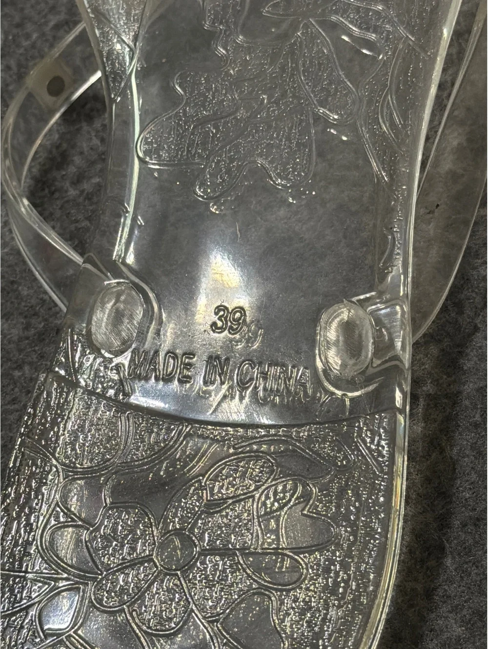 Clear Jelly Sandals with Studded Bow Accent Size 39